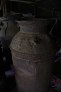 Dave Hawkin's family farm collection (his Great grand father's initials on a 100 yr old milk container)